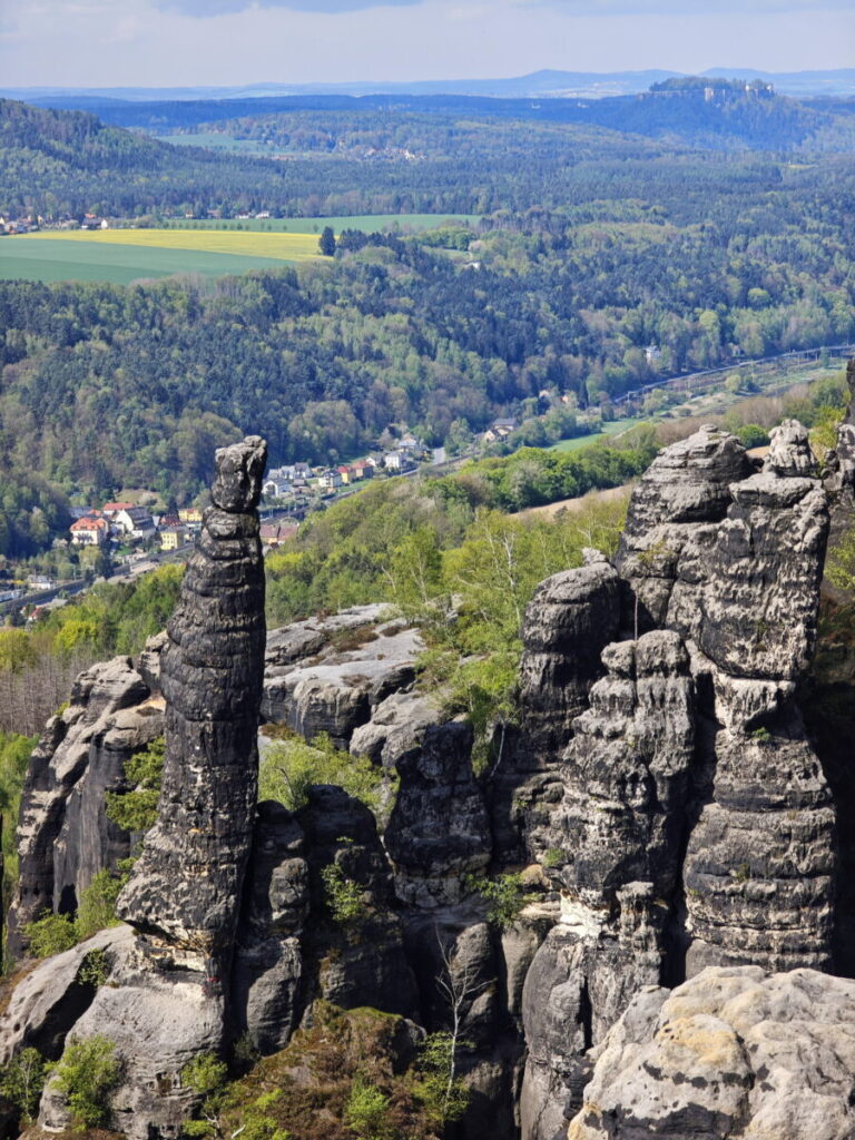 Sachsen Sehenswürdigkeiten - die Schrammsteine von der Schrammsteinaussicht gesehen