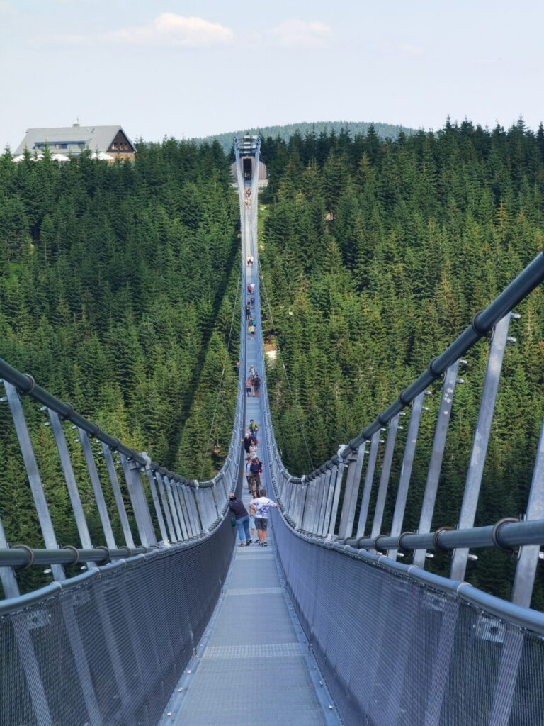 Sehenswürdigkeiten Tschechien - die Sky Bridge mit dem Skywalk  und dem Freizeitzentrum samt Mammut